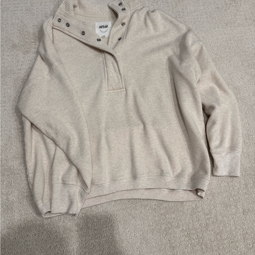 Aerie Light Beige Women's Snap sweatshirt